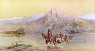 American Indians Painting - crossing the missouri 1 1902 Charles Marion Russell American Indians